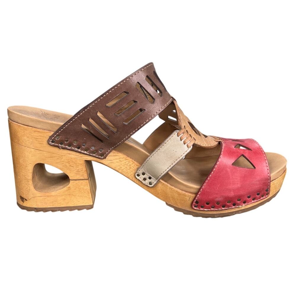 Dansko Women’s Oralee Brown Red Leather Wooden Sandal Size 41 US 10.5/11 - Picture 3 of 11